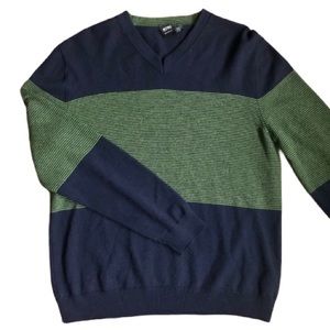 Hugo Boss color-block wool V-neck sweater